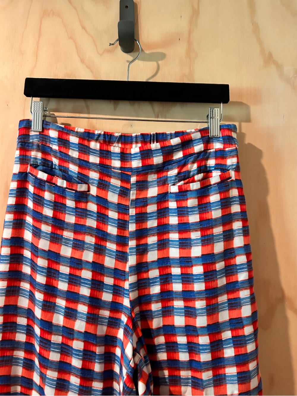 Maeve Wide-Leg French Plaid Pants in Red, White & Blue Size US 6 - Picture 3 of 7